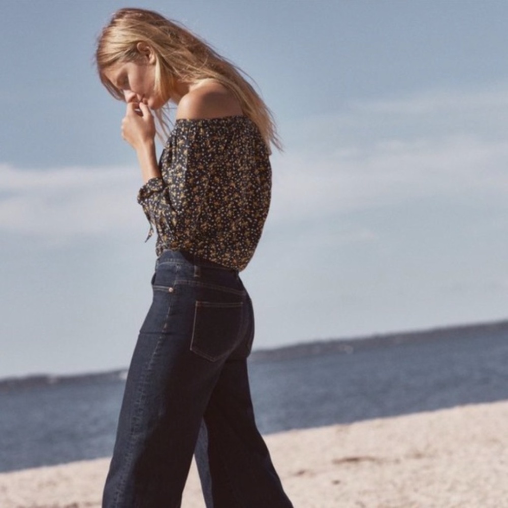 Madewell Women's Falling Leaves Off the Shoulder Silk Top - Picture 3 of 7